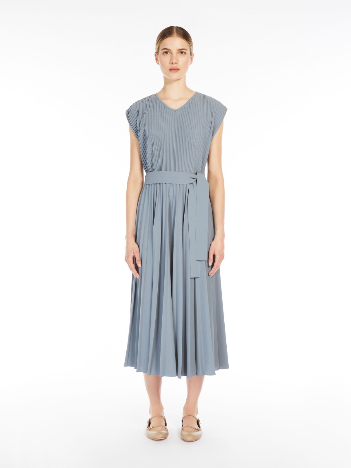 Midi dress in pleated jersey