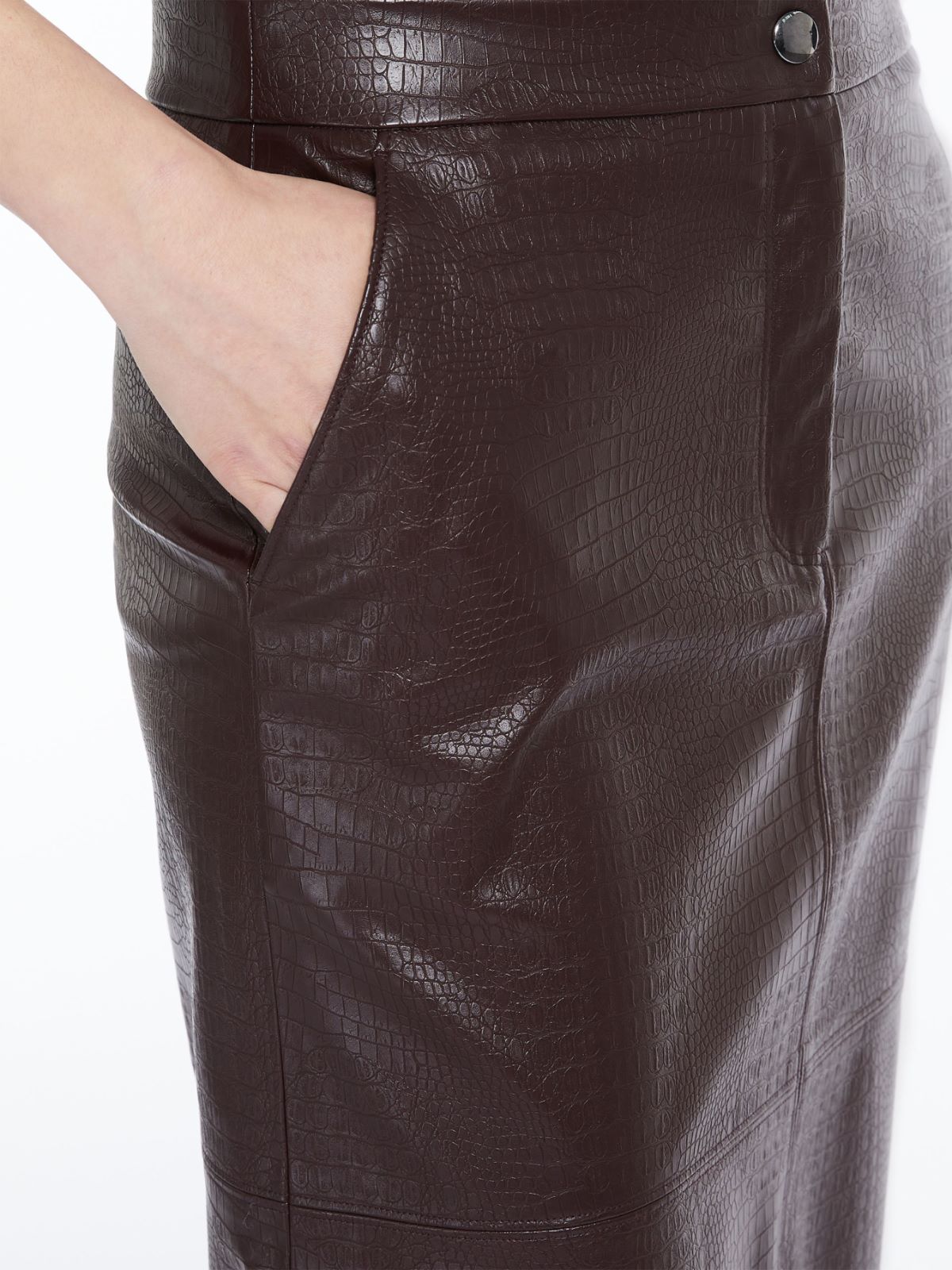Crocodile-print jersey skirt