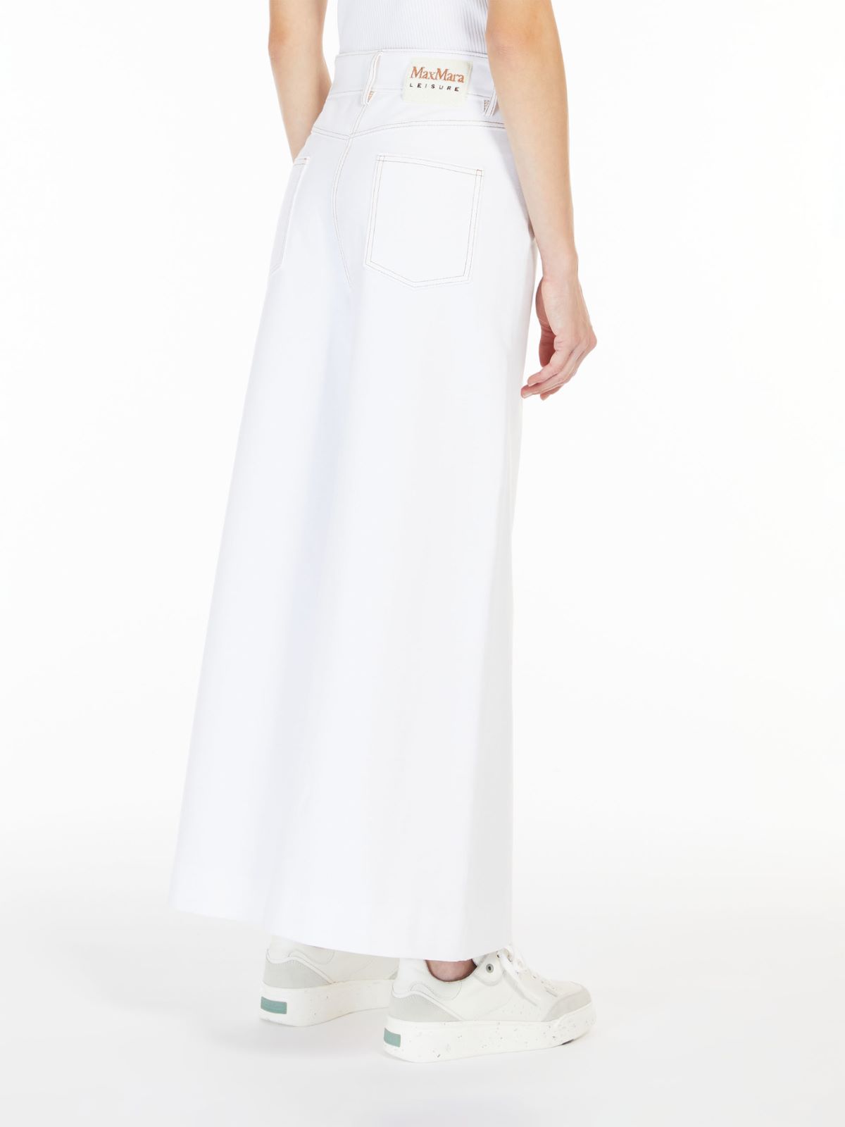 Wide-fit denim-look jersey trousers