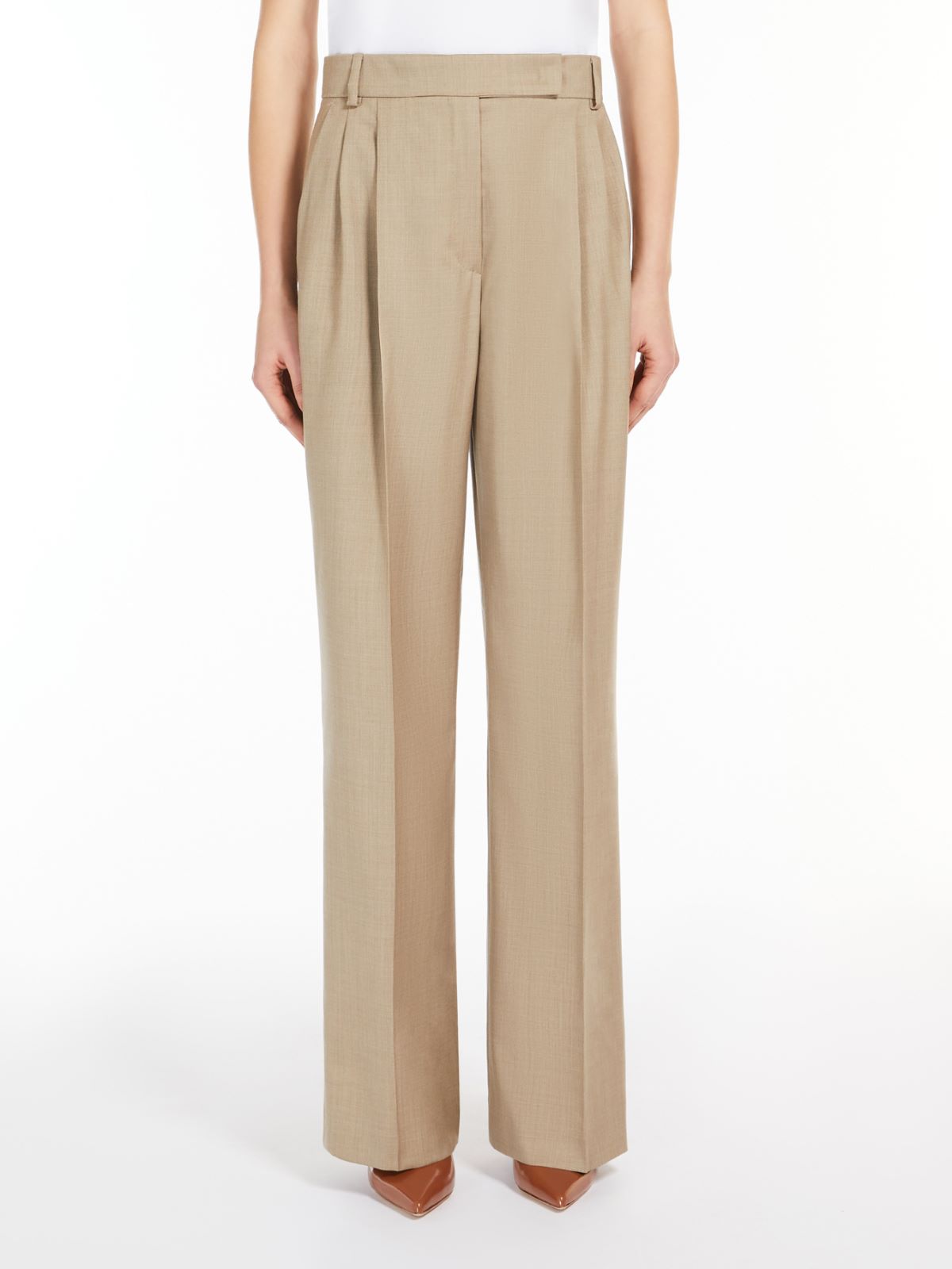 Wool twill wide-leg trousers