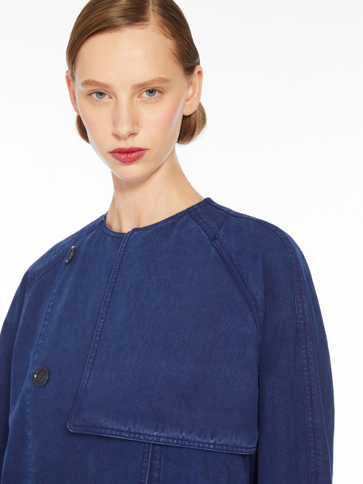 Canvas double-breasted trench coat