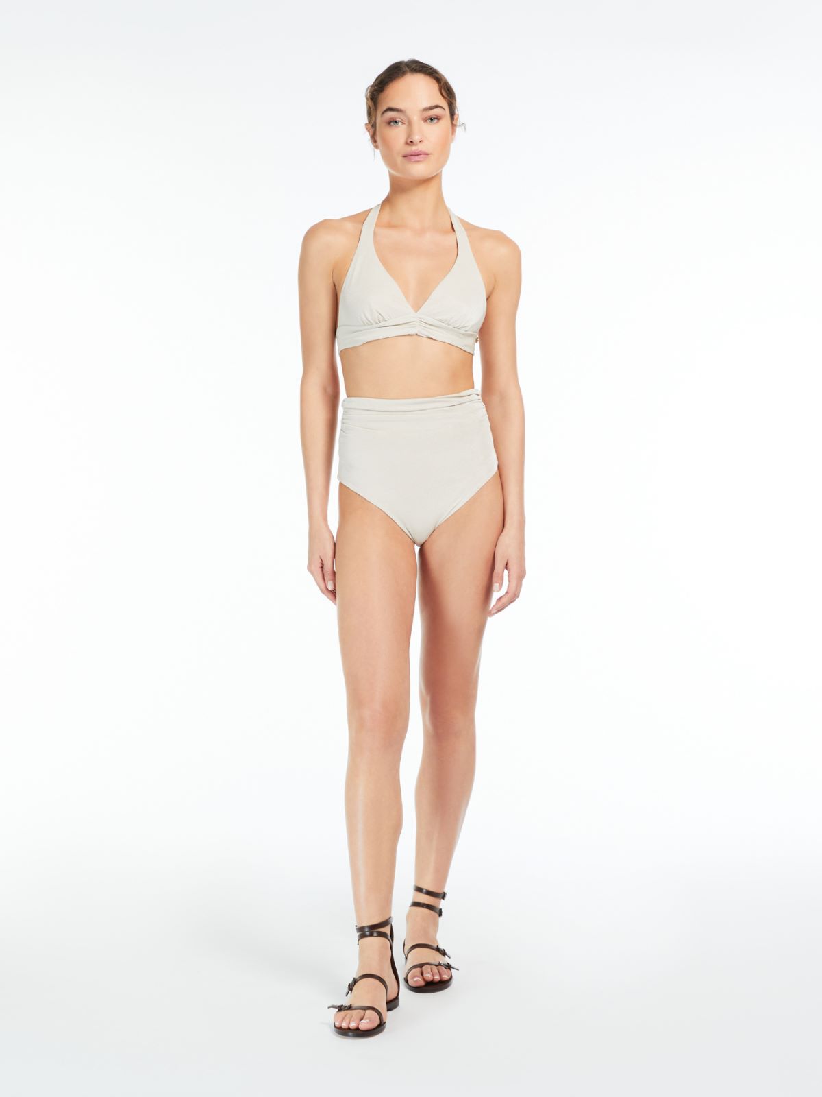Jersey and lurex bikini top