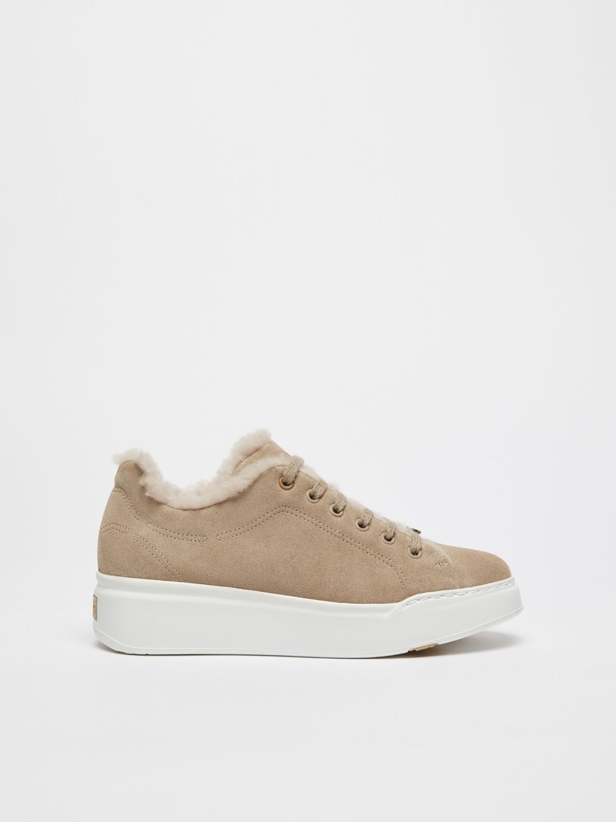 Sneakers in suede and wool and alpaca Teddy fabric