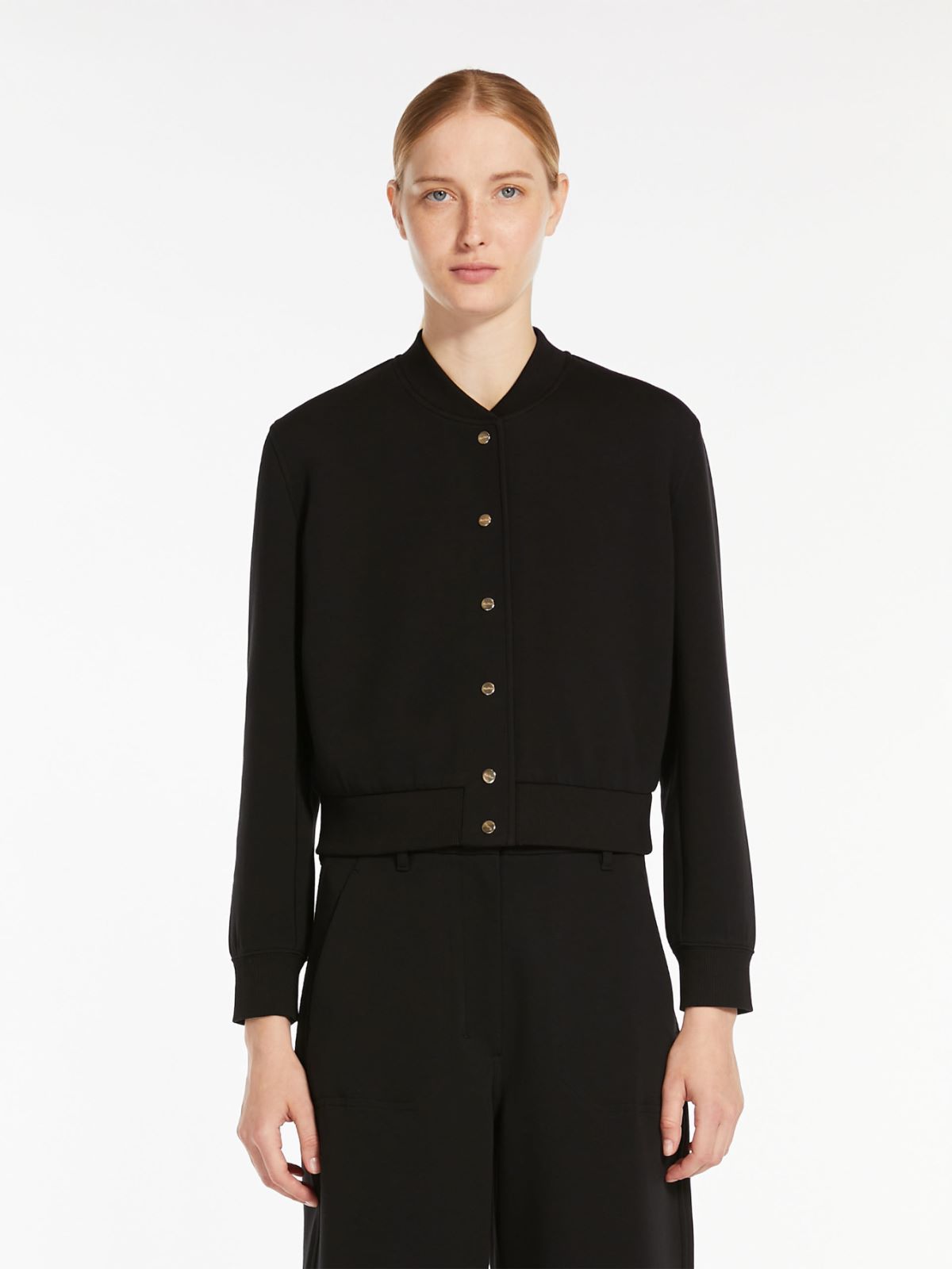 Cropped bomber jacket in scuba jersey