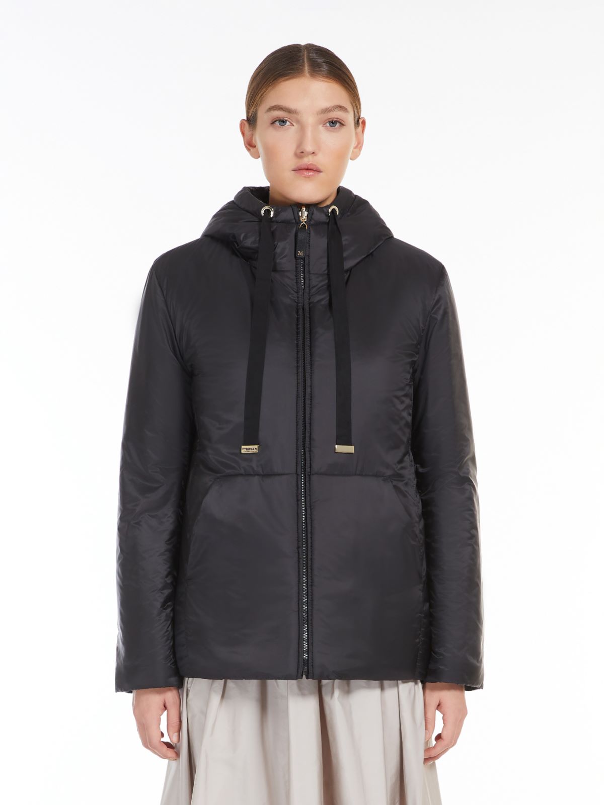 Reversible technical canvas cropped sweatshirt