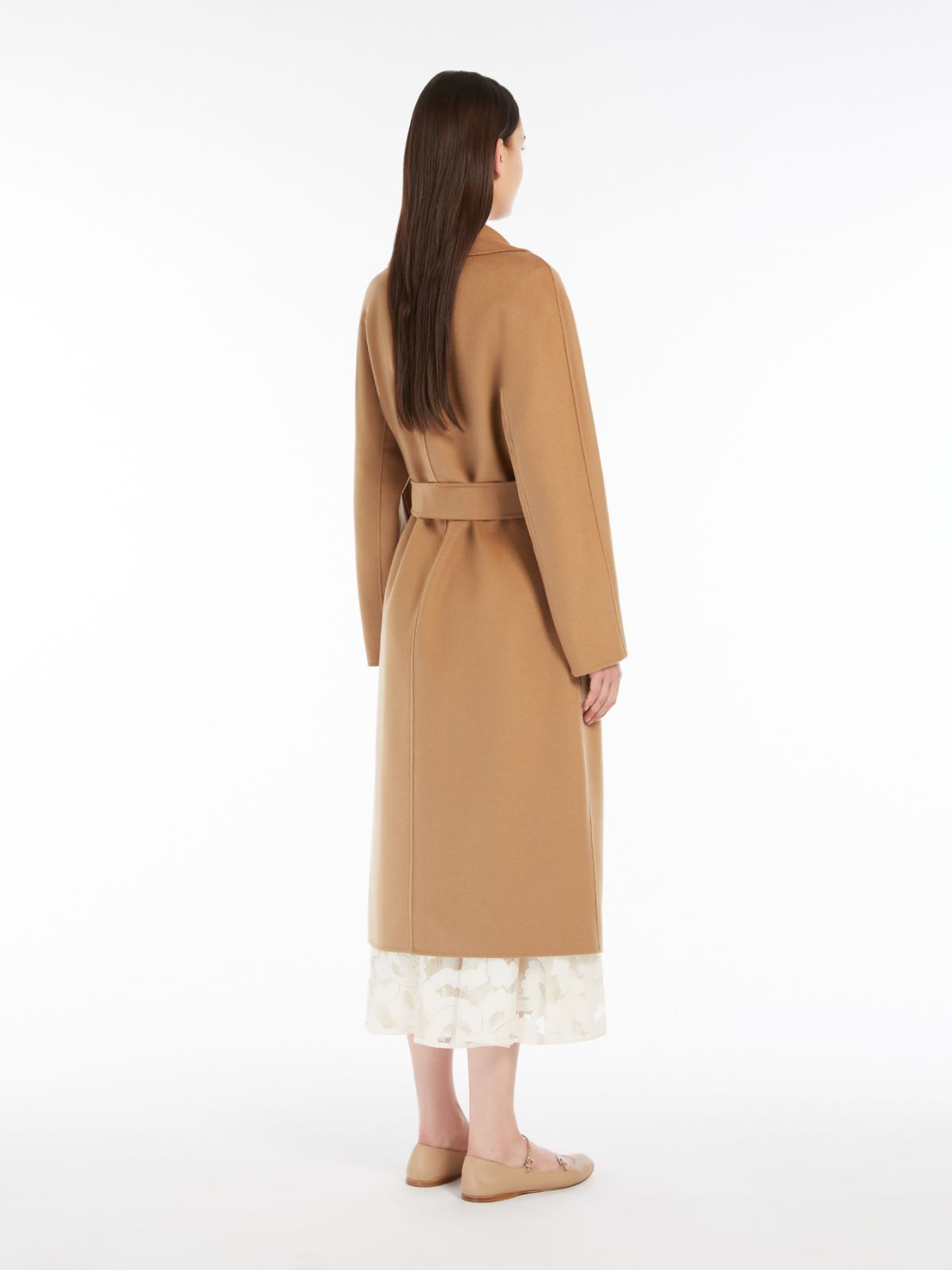 Wool, cashmere and silk wrap coat
