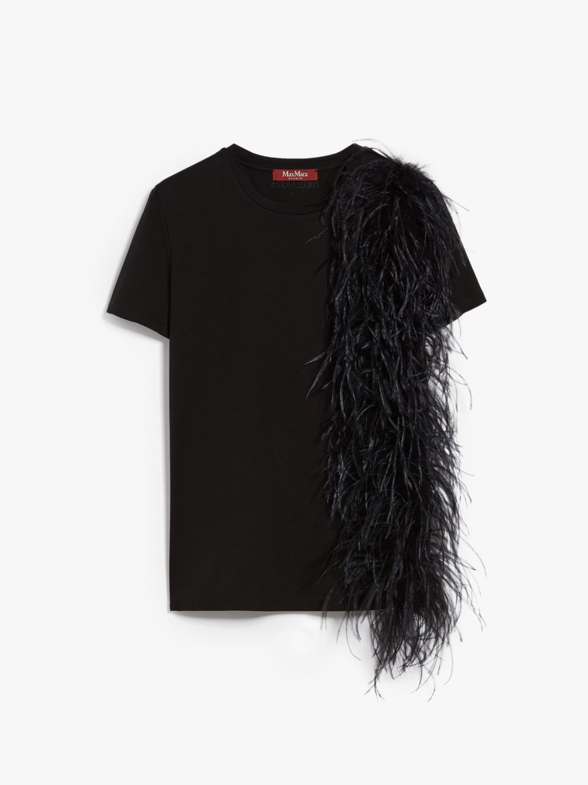 Feather-detail jersey T-shirt