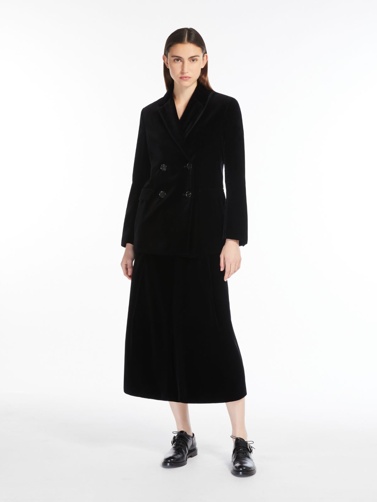 Double-breasted velvet jacket