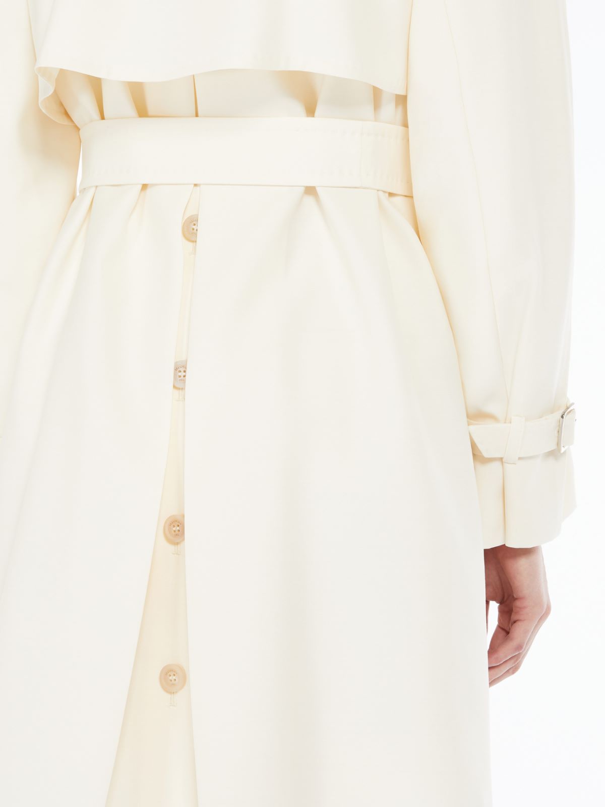 Flared trench coat in wool and silk