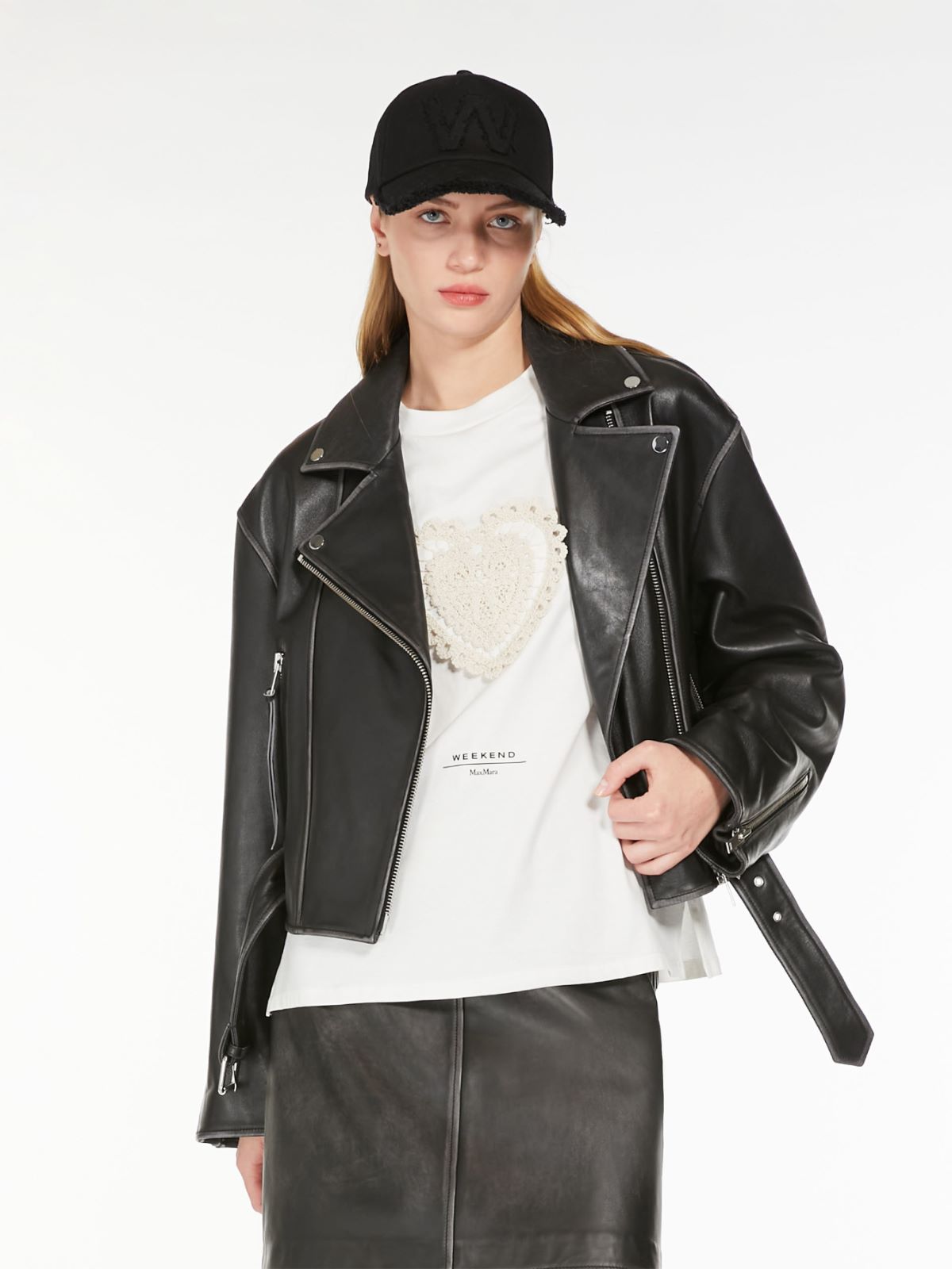 Leather biker jacket