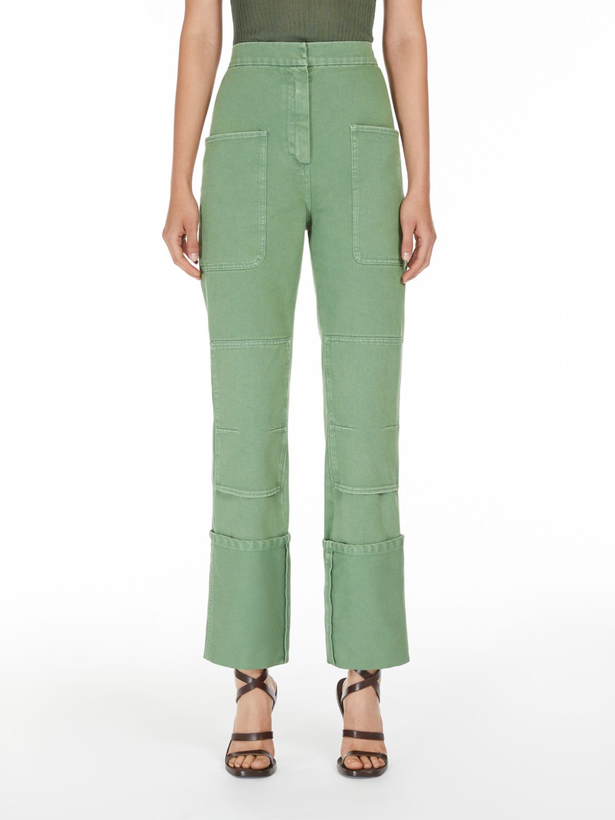Cotton drill slim-fit trousers