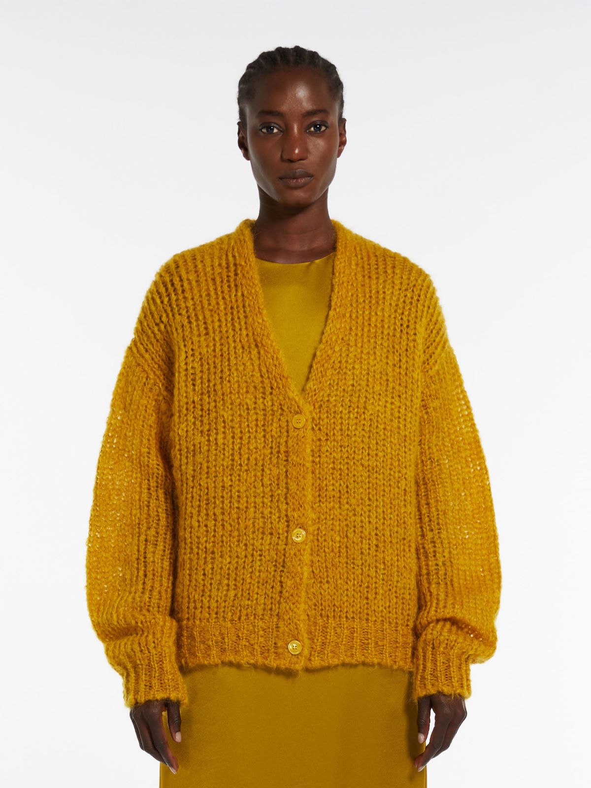 Oversized rib-knit mohair cardigan