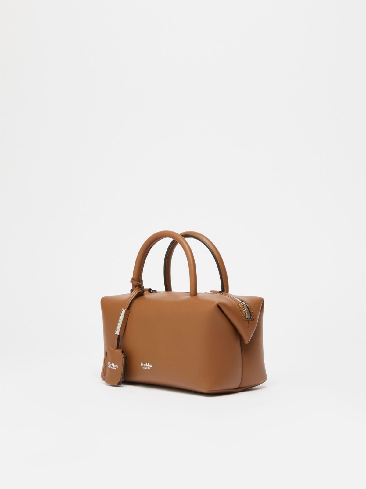 Small shiny leather satchel bag
