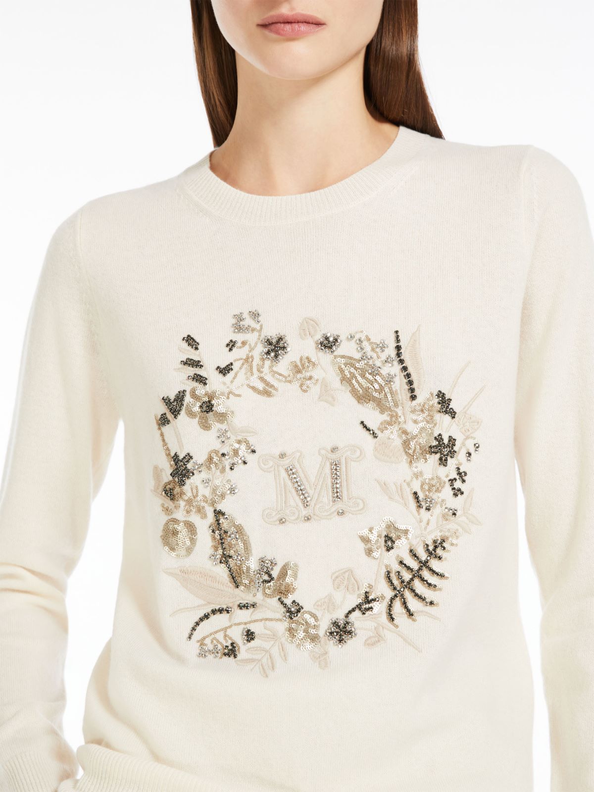 Embroidered wool and cashmere jumper