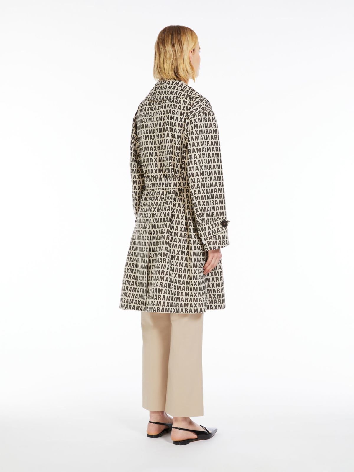 Double-breasted trench coat in jacquard technical cotton
