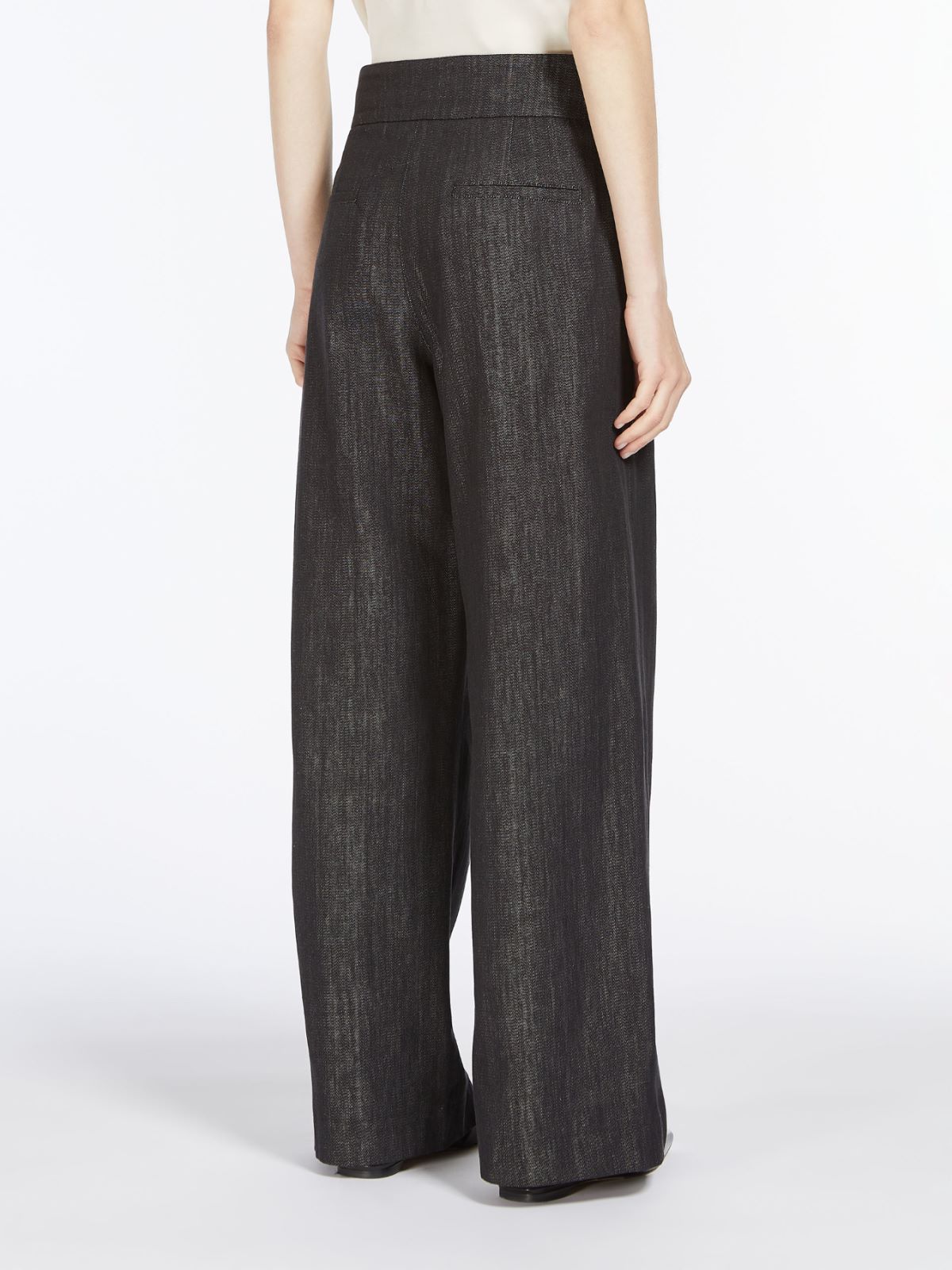 Denim-look cotton trousers