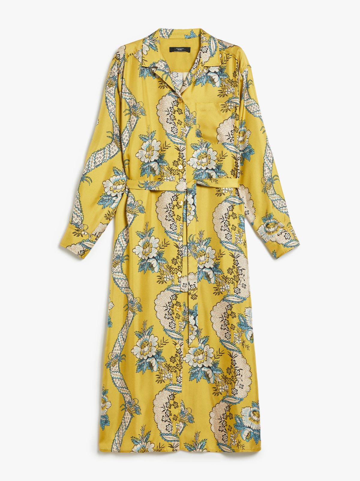 Printed silk shirt dress