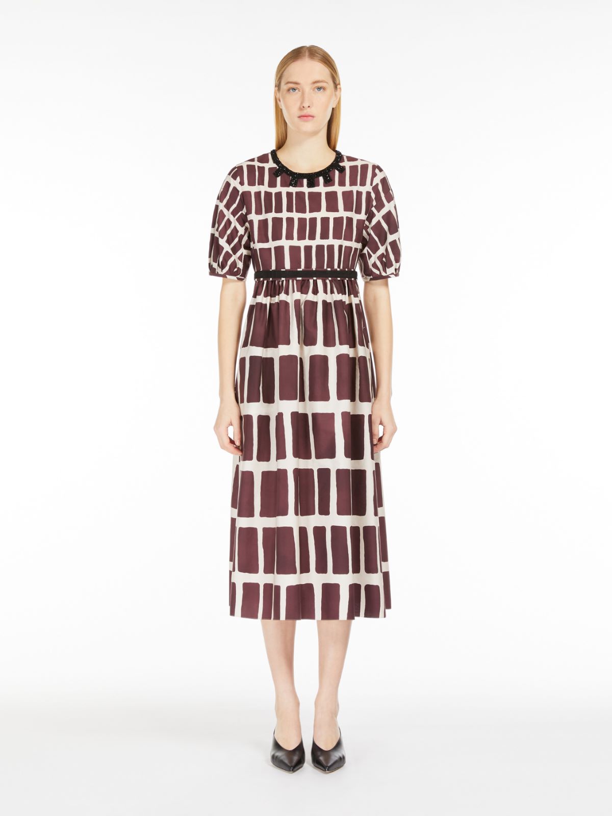 Midi dress in printed poplin