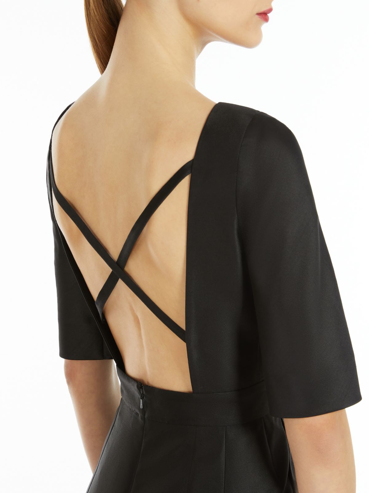 Silk blend shantung jumpsuit