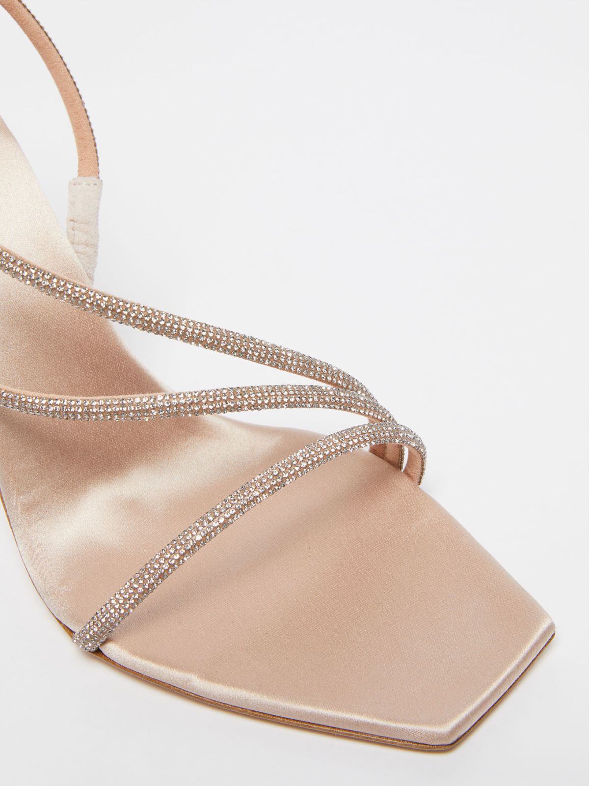 Satin and crystal sandals
