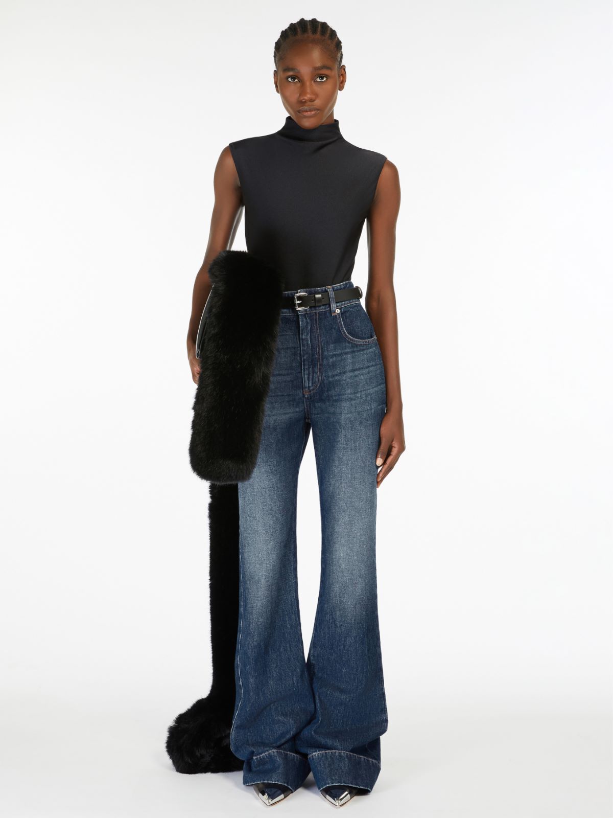 High-waisted 5-pocket trousers