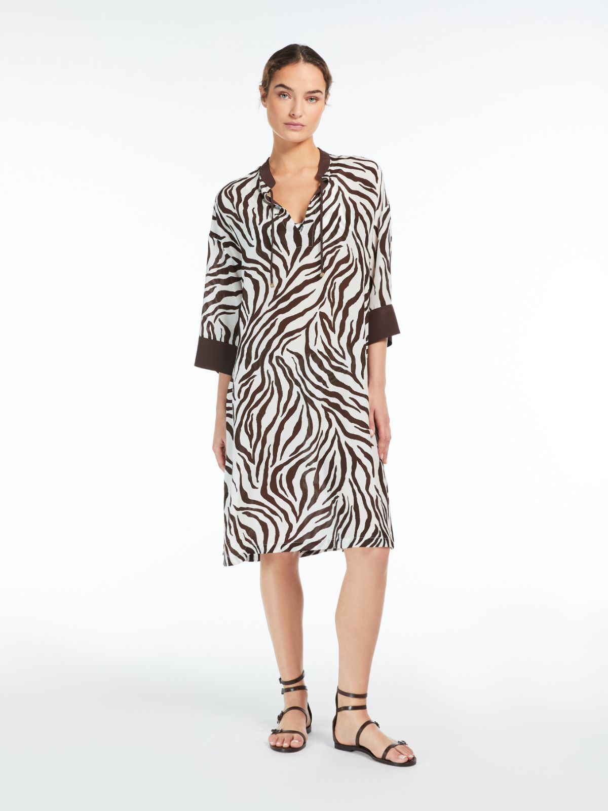 Printed silk kaftan