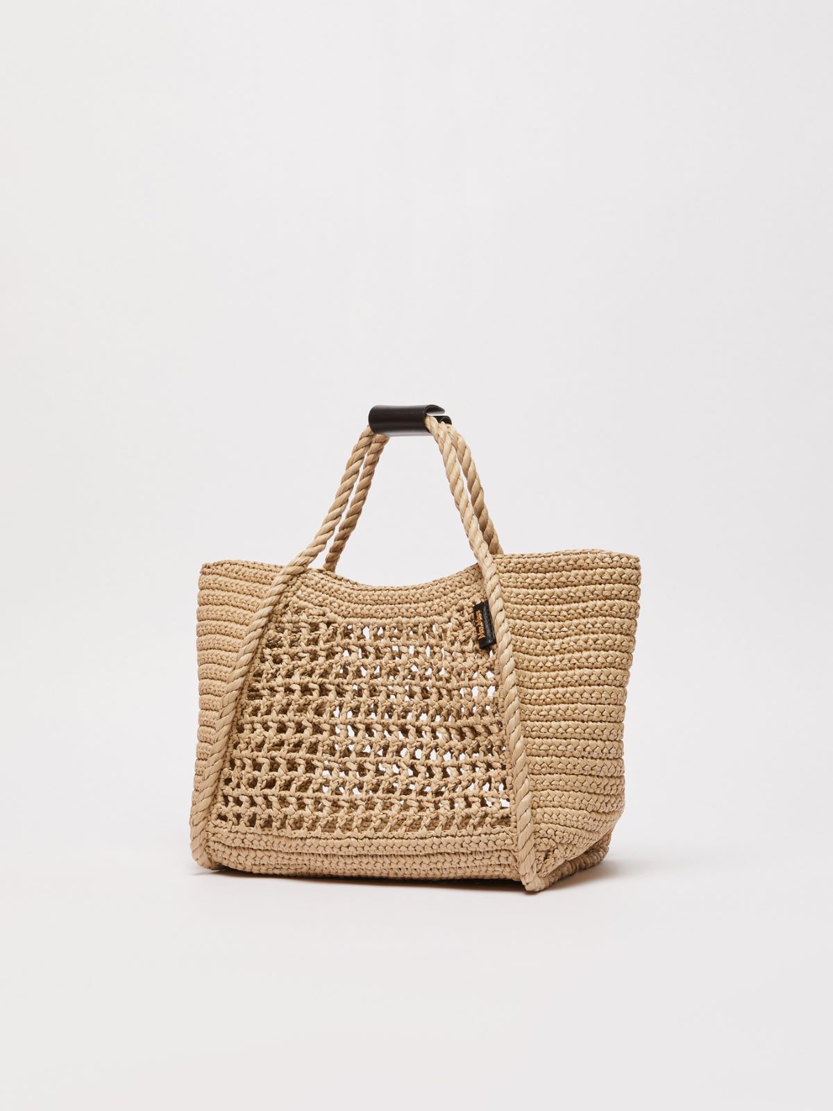 Raffia-effect small Marine bag