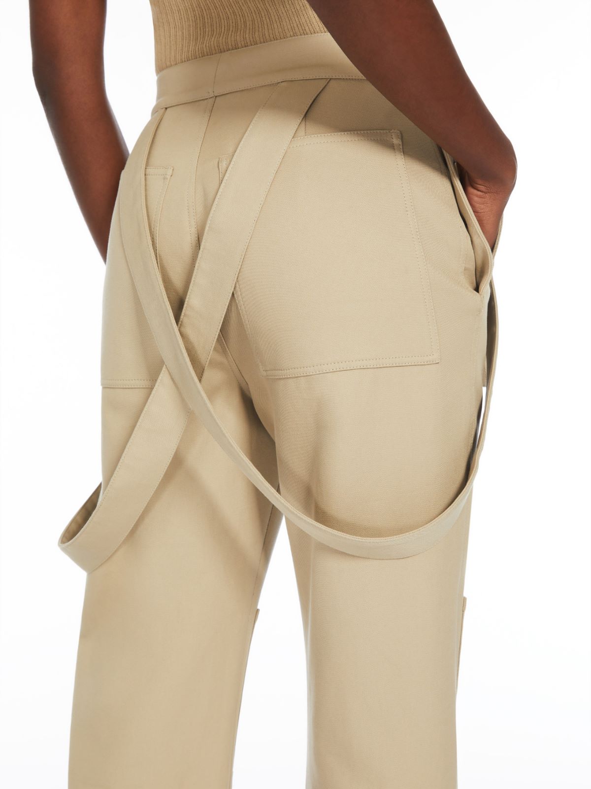 Stretch cotton trousers with braces