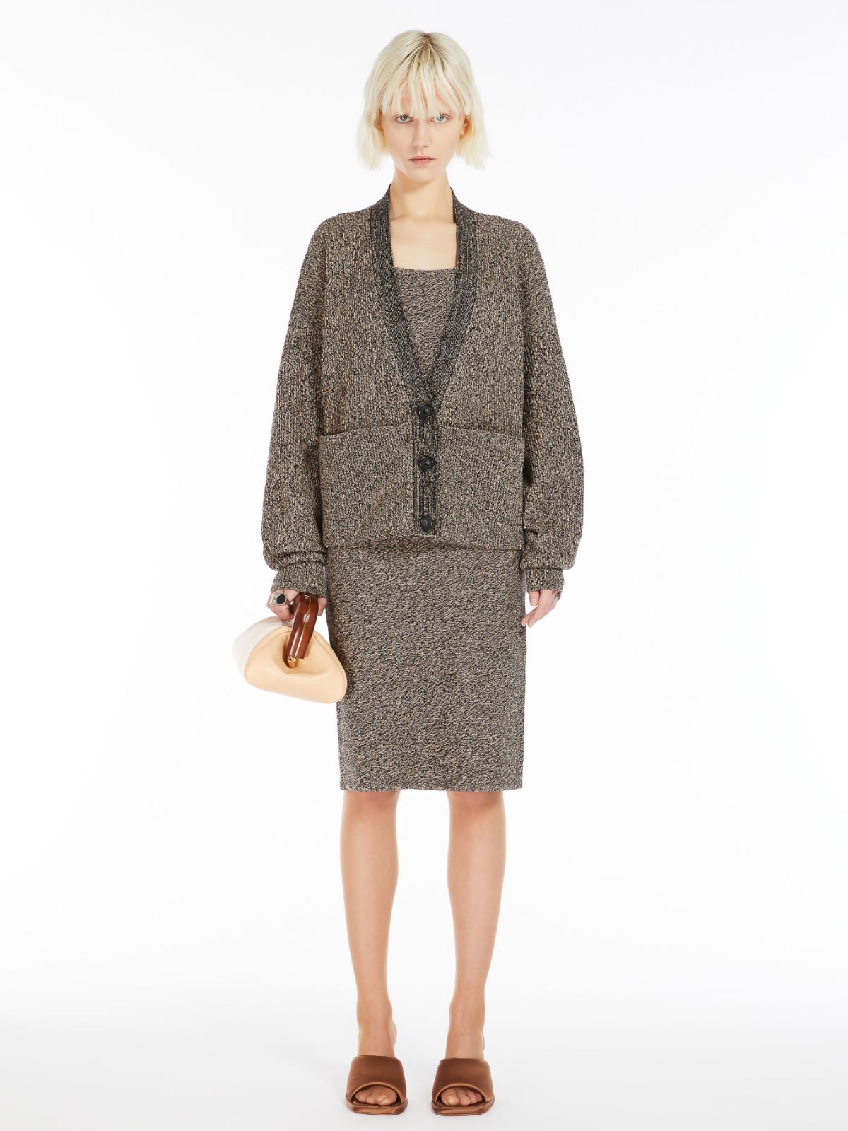 Stretch viscose maxi cardigan