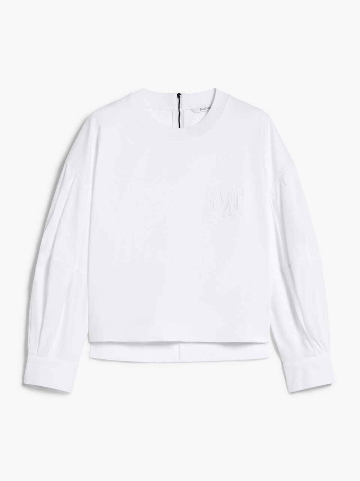 Cotton poplin and jersey boxy T-shirt