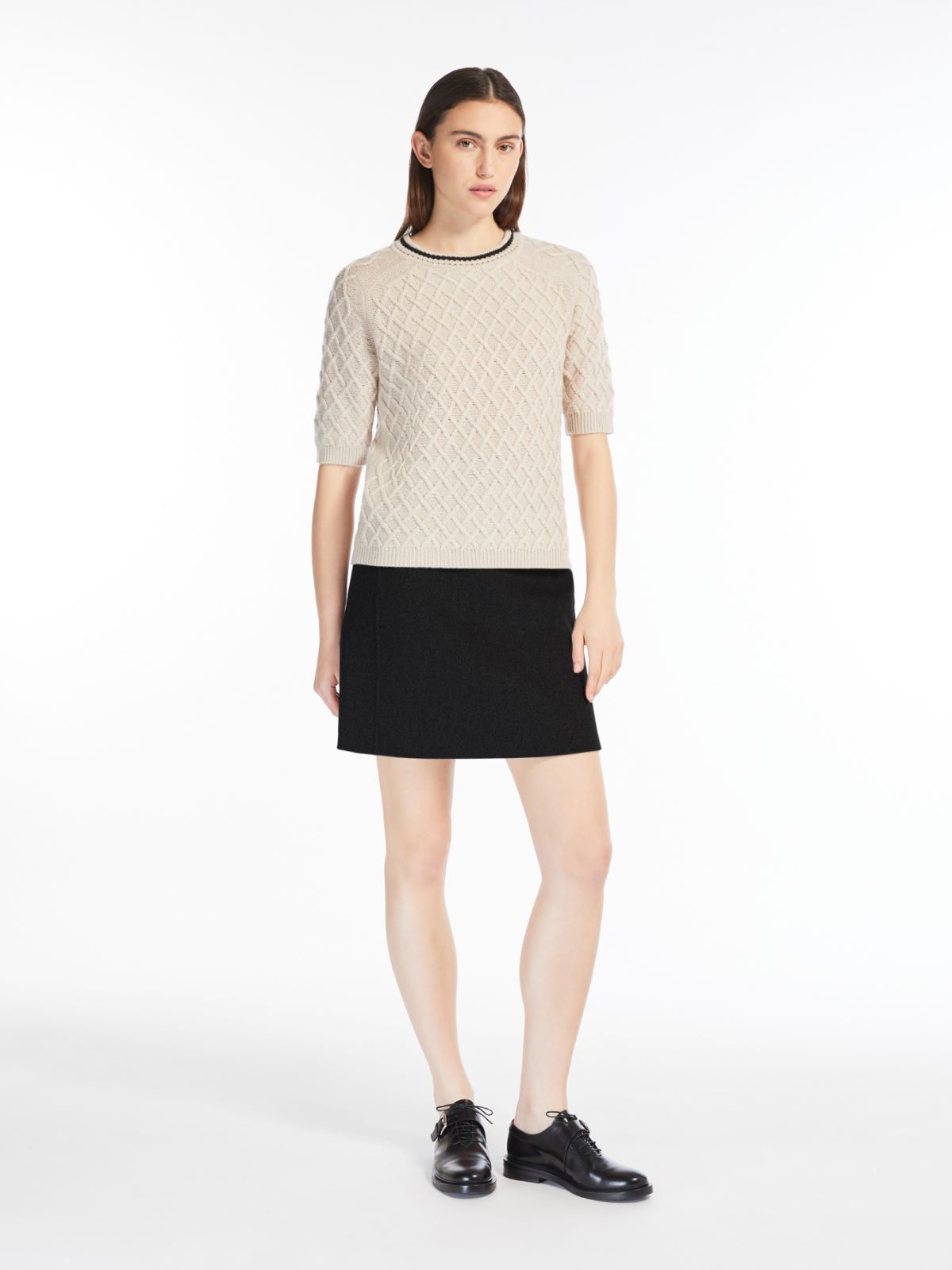Wool and cashmere diamond-pattern jumper