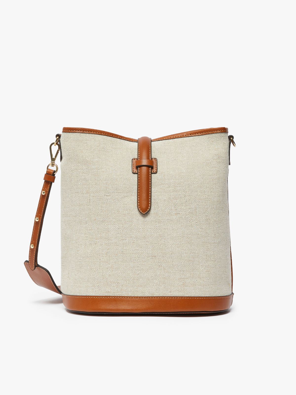 Resin-coated canvas bucket bag