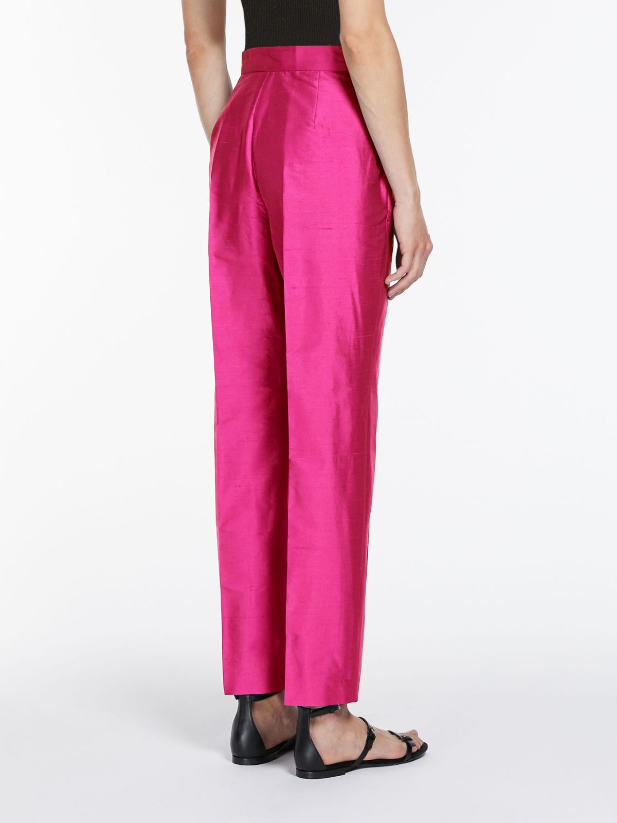 Straight-fit silk shantung trousers