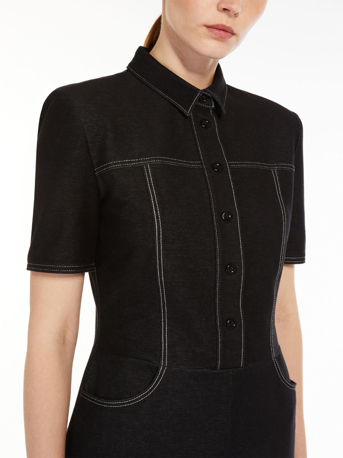 Denim-look jersey shirt dress