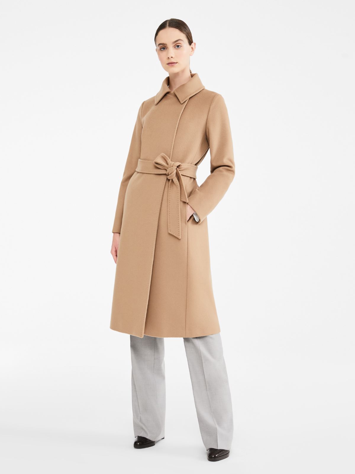 Wool robe-style coat