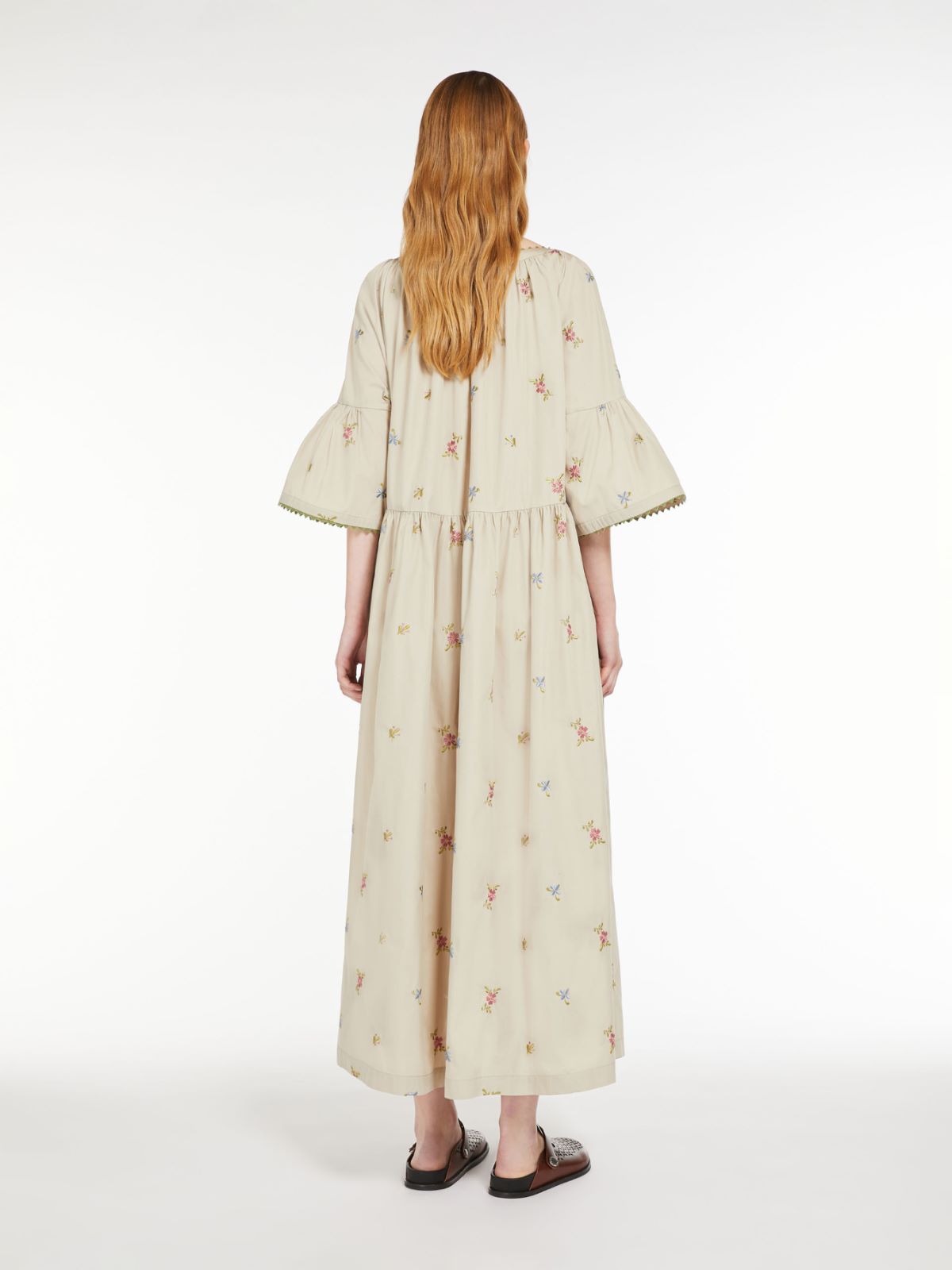 Embroidered poplin dress