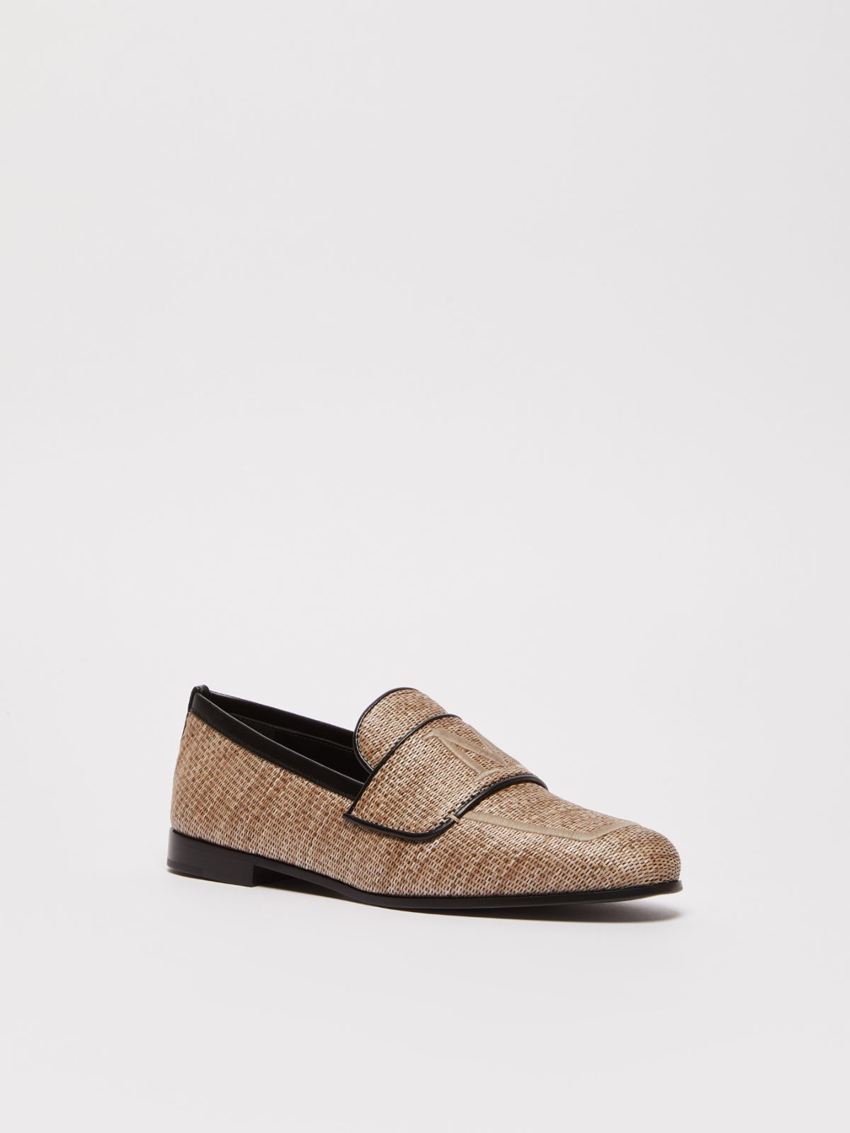 Raffia-effect fabric Penny loafers