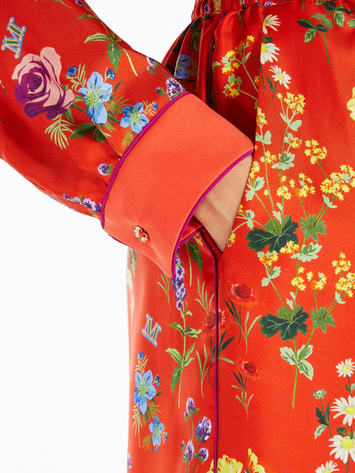 Printed silk pyjama-style trousers