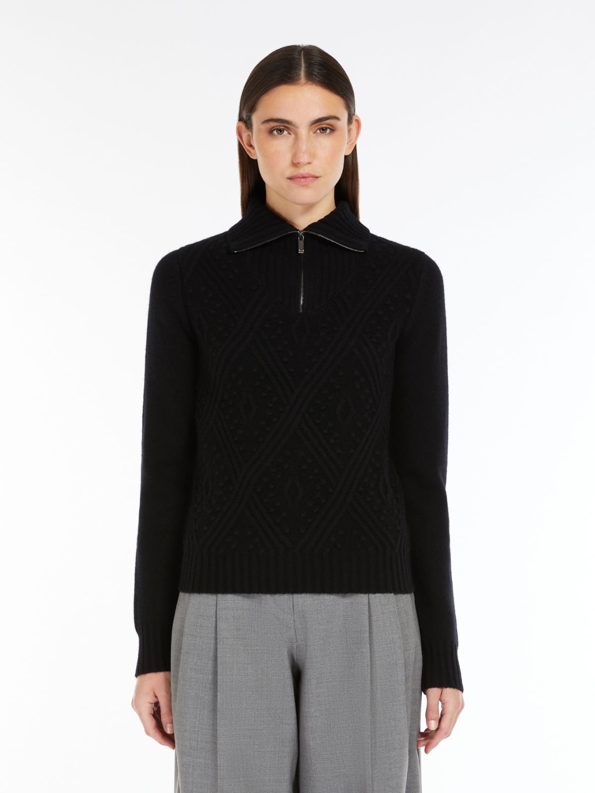 Cashmere-blend jumper with zip