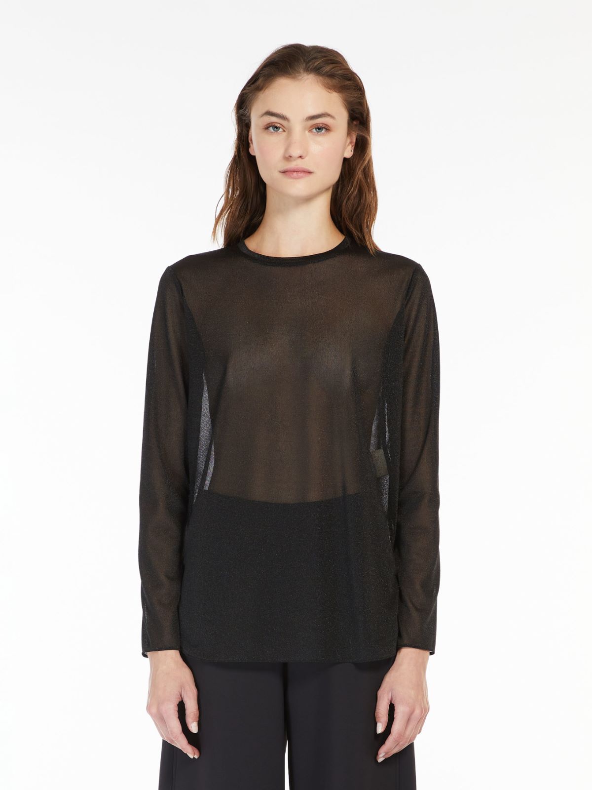 Crepe jersey and lurex T-shirt