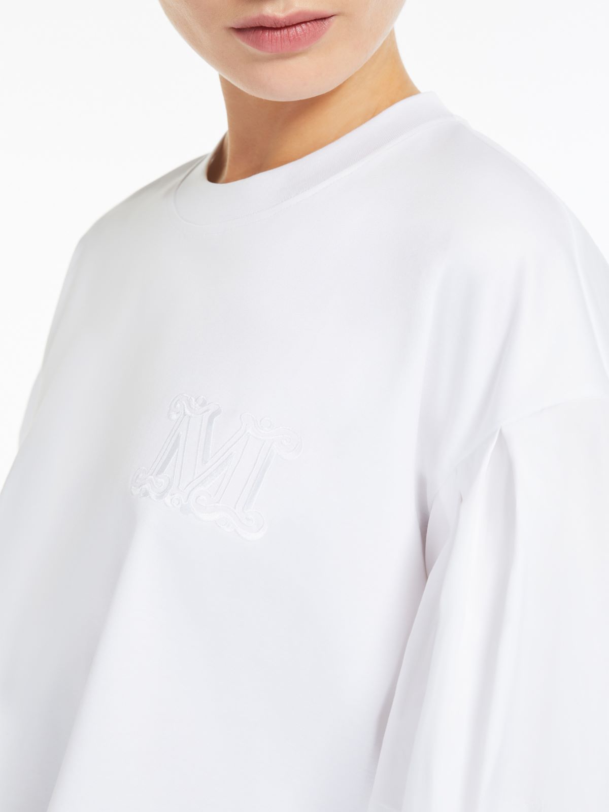 Cotton poplin and jersey boxy T-shirt