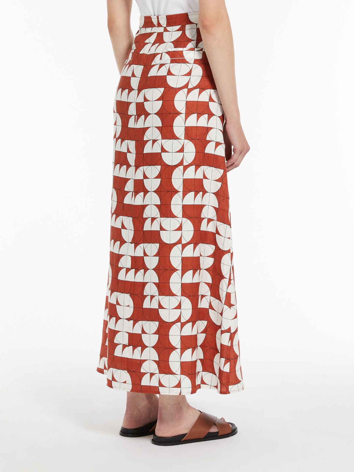 Printed linen skirt