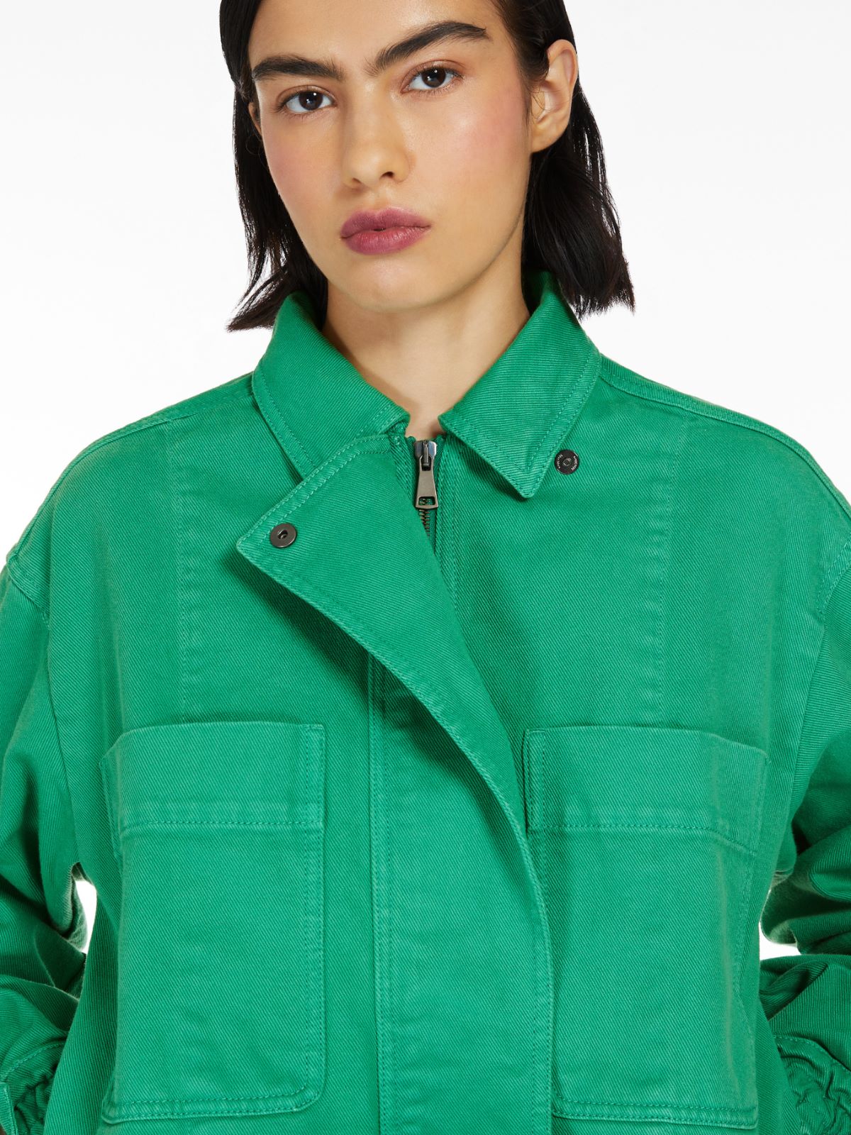 Cotton drill cropped jacket