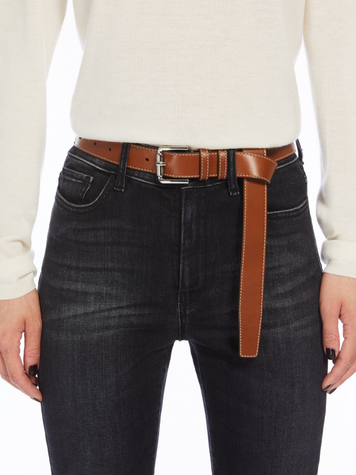 Long leather belt