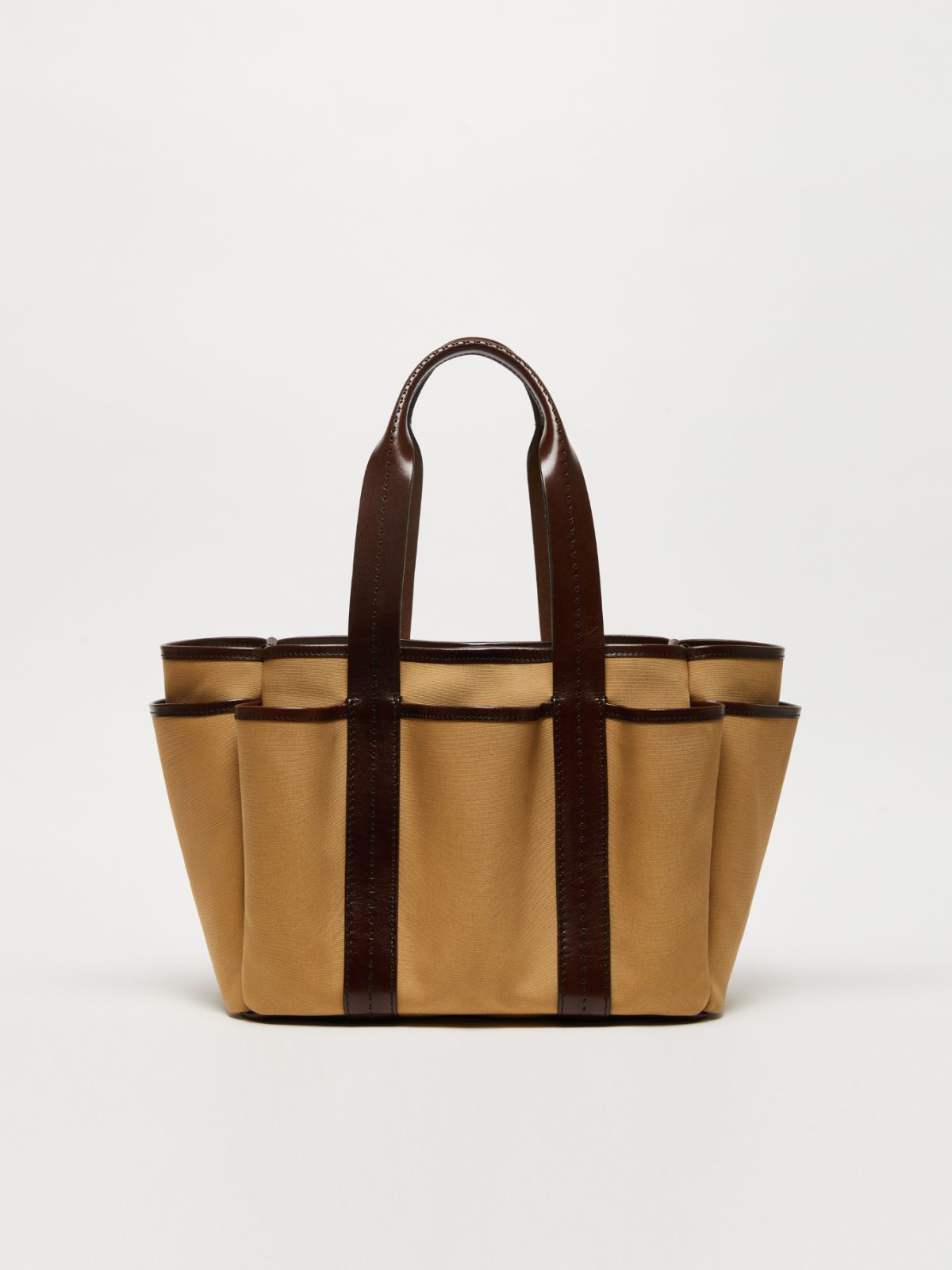 Canvas and leather Giardiniera tote bag