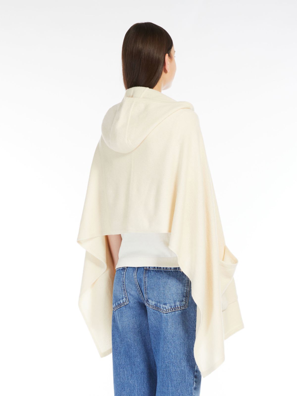 Hooded cashmere shawl