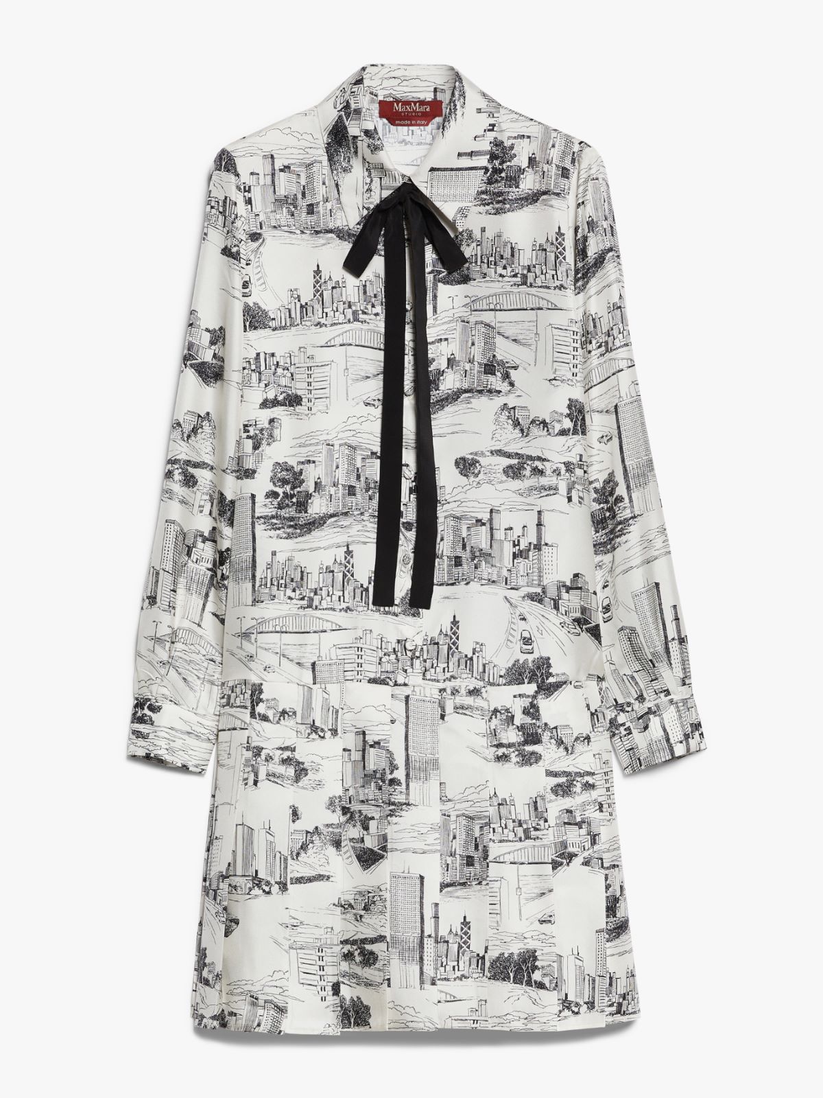 Printed twill shirt dress