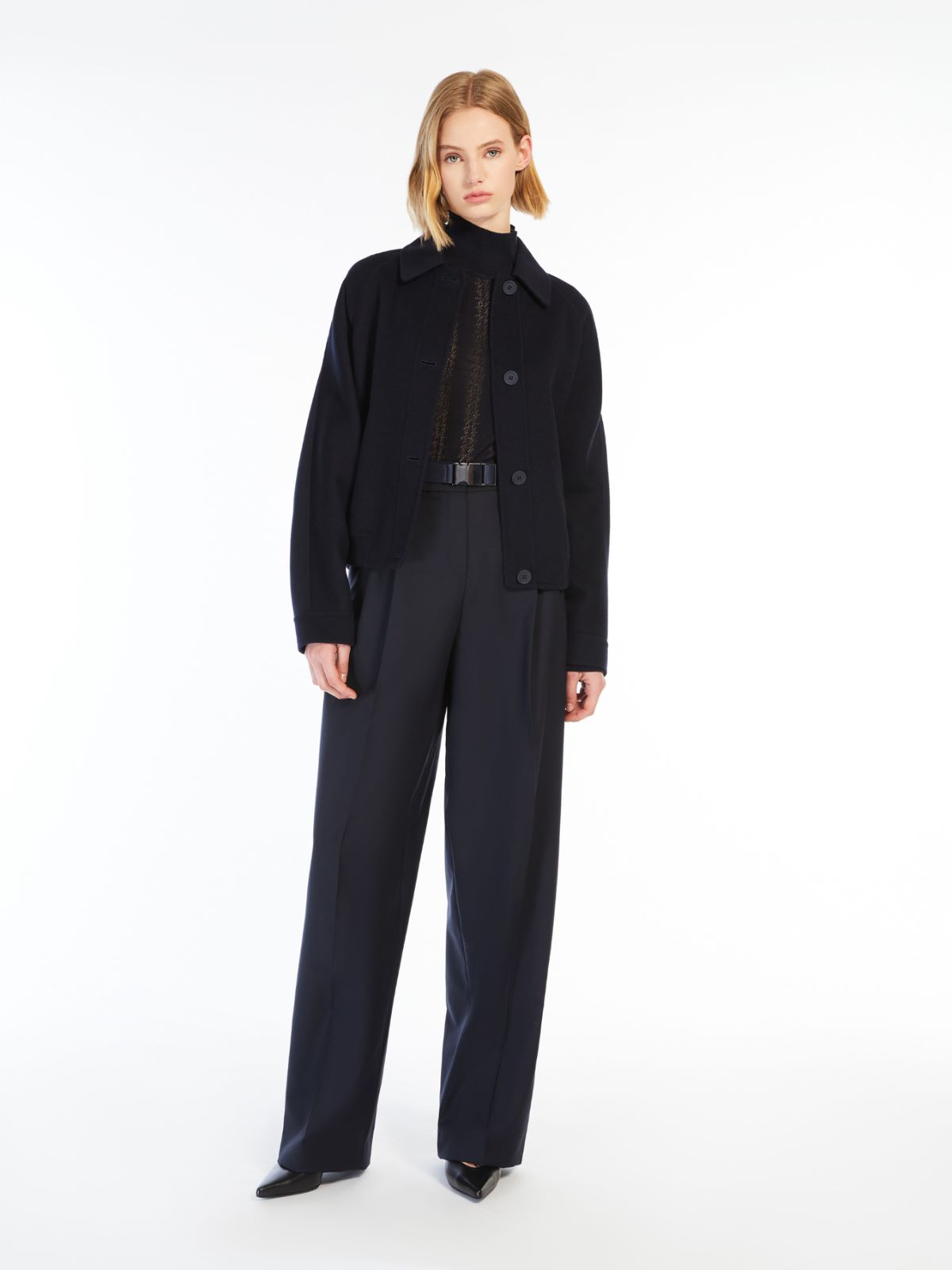 Wool, cashmere and silk bomber jacket