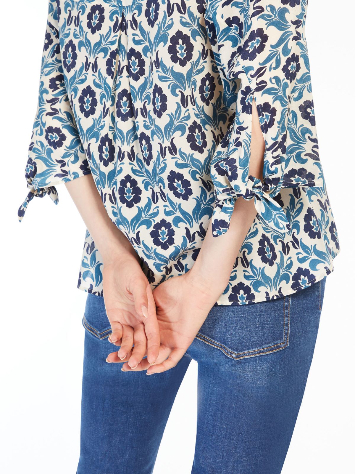 Printed crepe de chine blouse