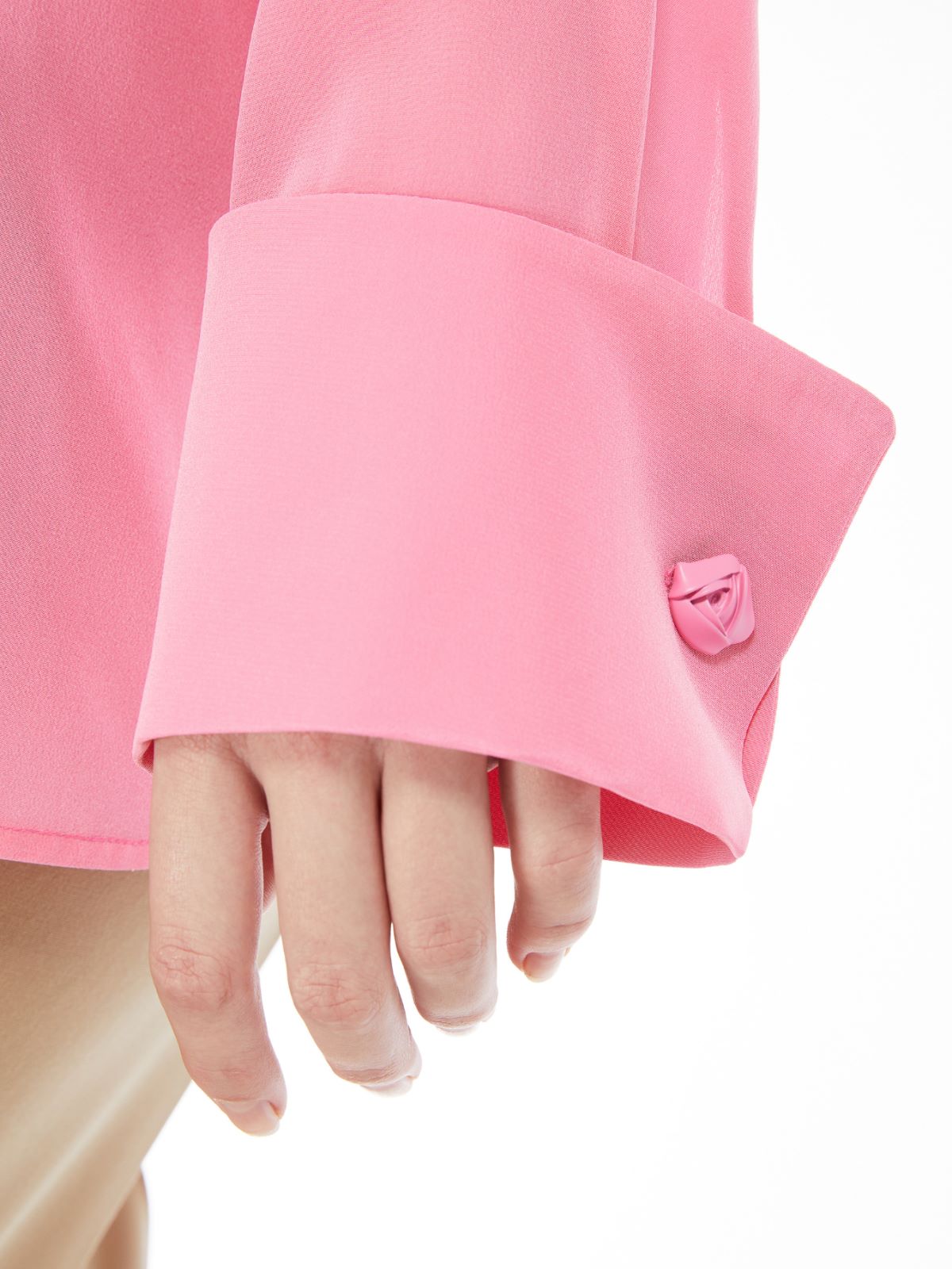 Sash-adorned silk blouse